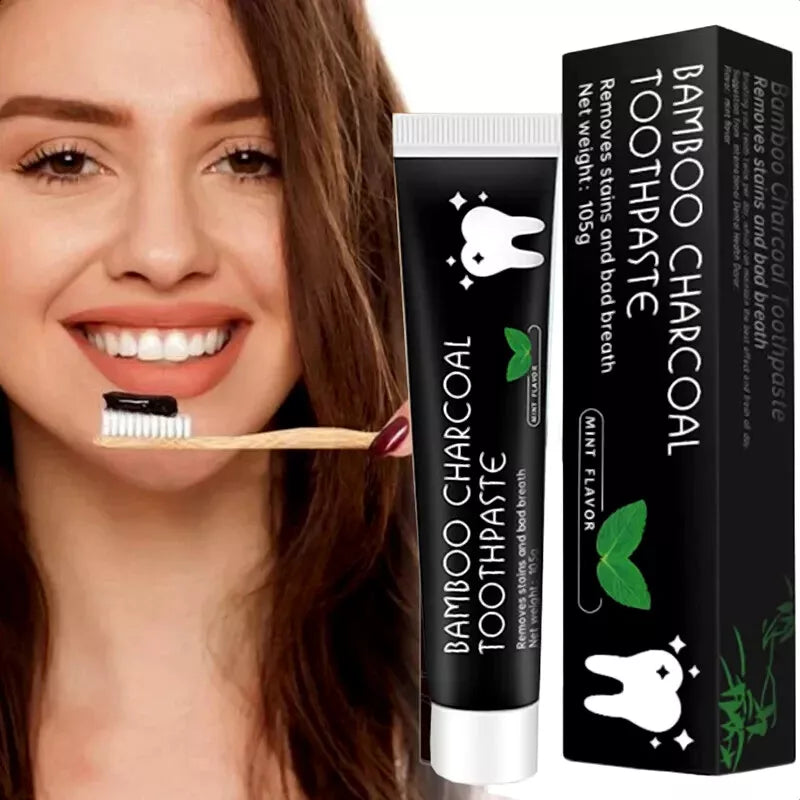 FLUORIDE FREE Natural Bamboo Charcoal Mint Toothpaste Teeth Whitening Oral Care