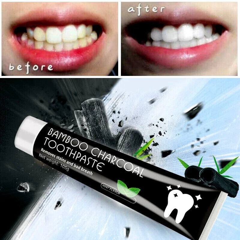 FLUORIDE FREE Natural Bamboo Charcoal Mint Toothpaste Teeth Whitening Oral Care