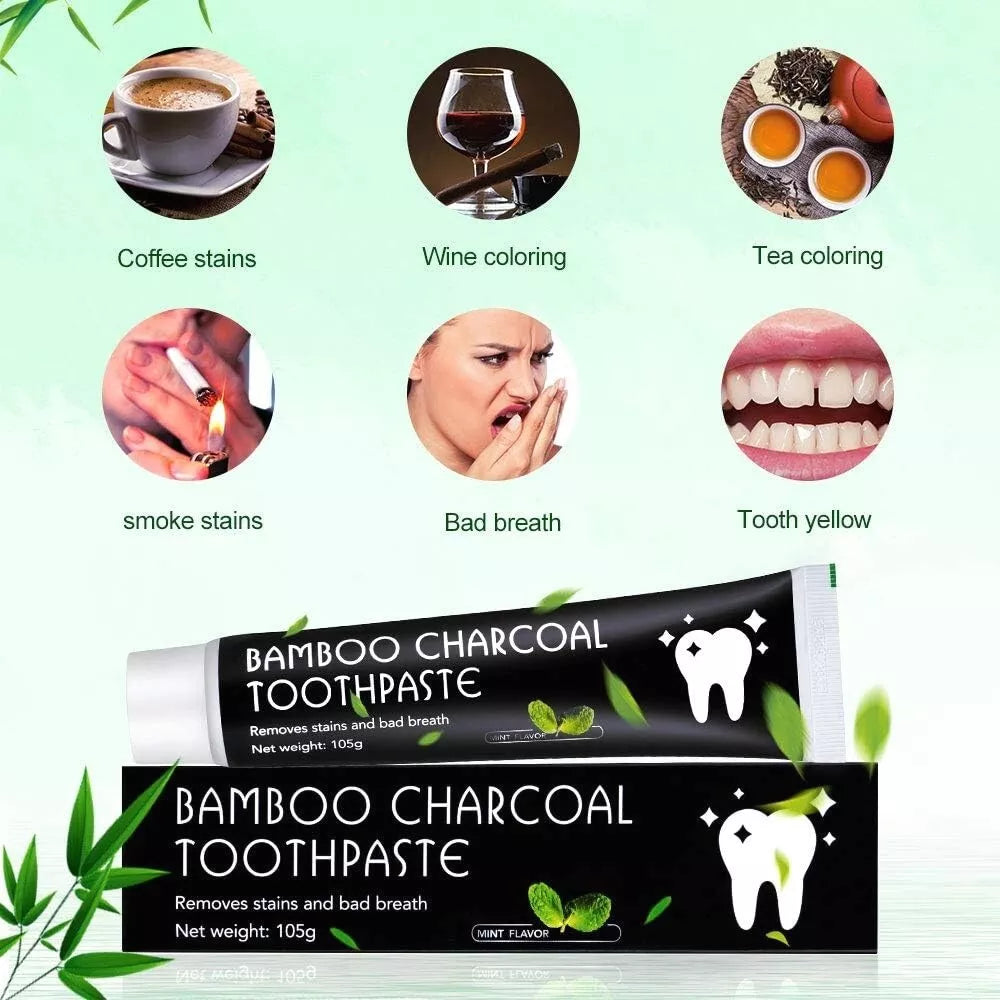 FLUORIDE FREE Natural Bamboo Charcoal Mint Toothpaste Teeth Whitening Oral Care