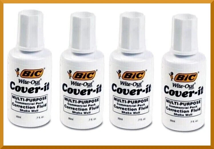 BIC WHITE OUT Cover-It Multi Purpose Pen & Ink Correction Fluid .7 fl oz (20ml)