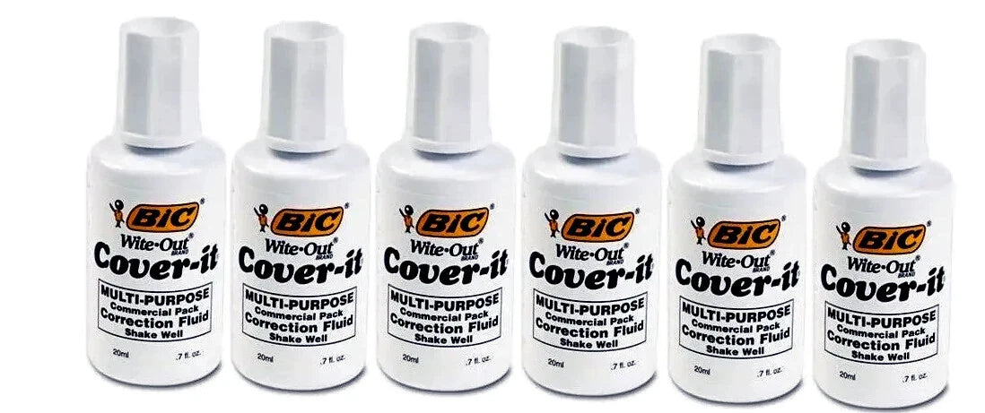 BIC WHITE OUT Cover-It Multi Purpose Pen & Ink Correction Fluid .7 fl oz (20ml)