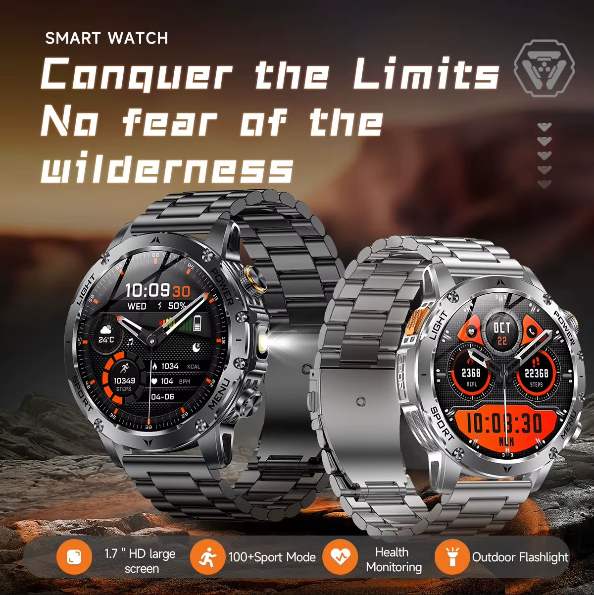 AK 87 Smartwatch 1.75” Fitness Heart Rate Step Sleep Waterproof for Android & iPhone