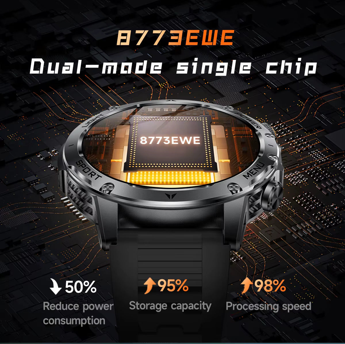 AK 87 Smartwatch 1.75” Fitness Heart Rate Step Sleep Waterproof for Android & iPhone