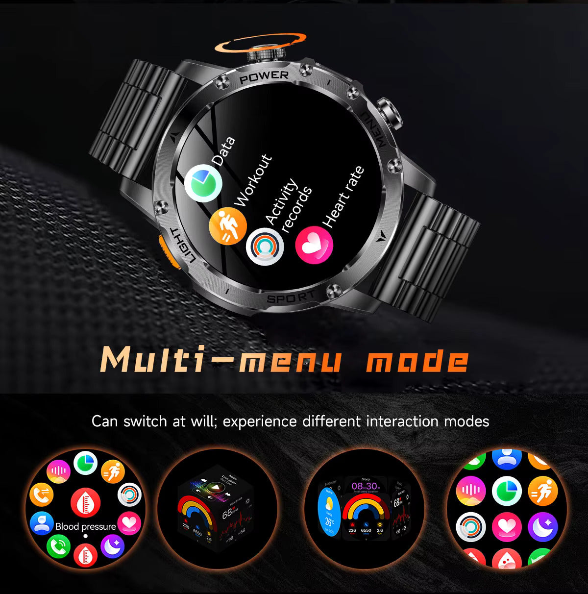 AK 87 Smartwatch 1.75” Fitness Heart Rate Step Sleep Waterproof for Android & iPhone