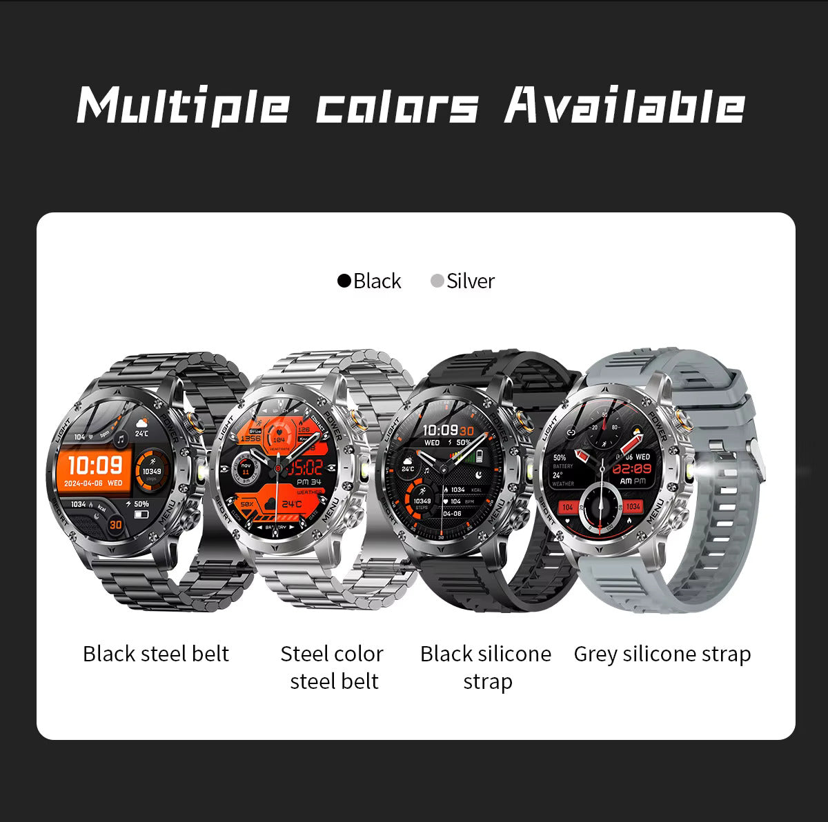 AK 87 Smartwatch 1.75” Fitness Heart Rate Step Sleep Waterproof for Android & iPhone