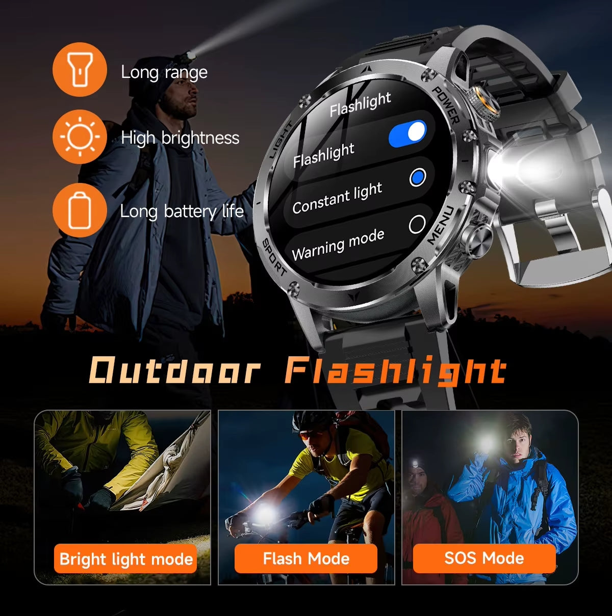 AK 87 Smartwatch 1.75” Fitness Heart Rate Step Sleep Waterproof for Android & iPhone