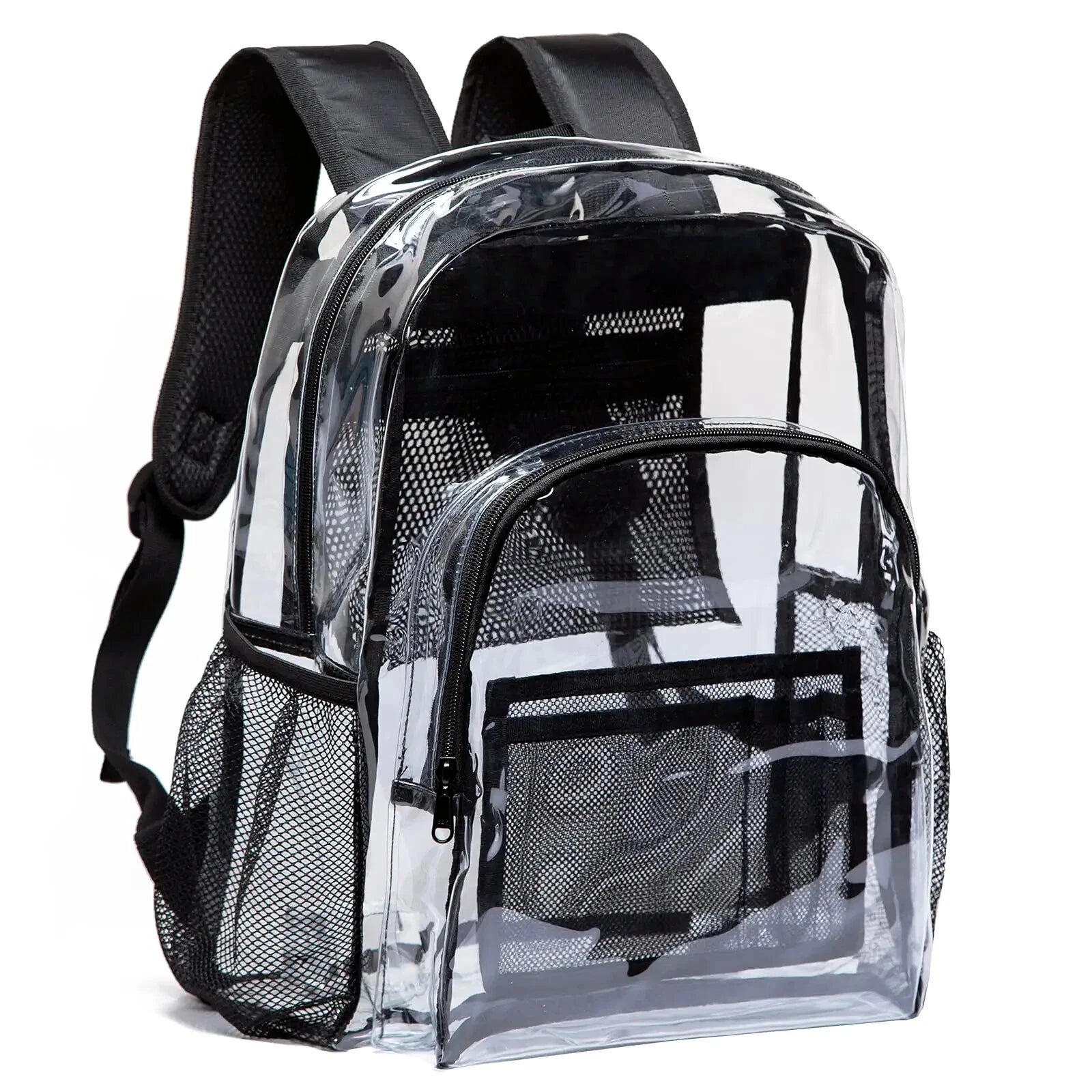 Large Heavy-Duty Clear Backpack – .5mm Transparent PVC See-Through Bag for School, Stadium, Travel, Books