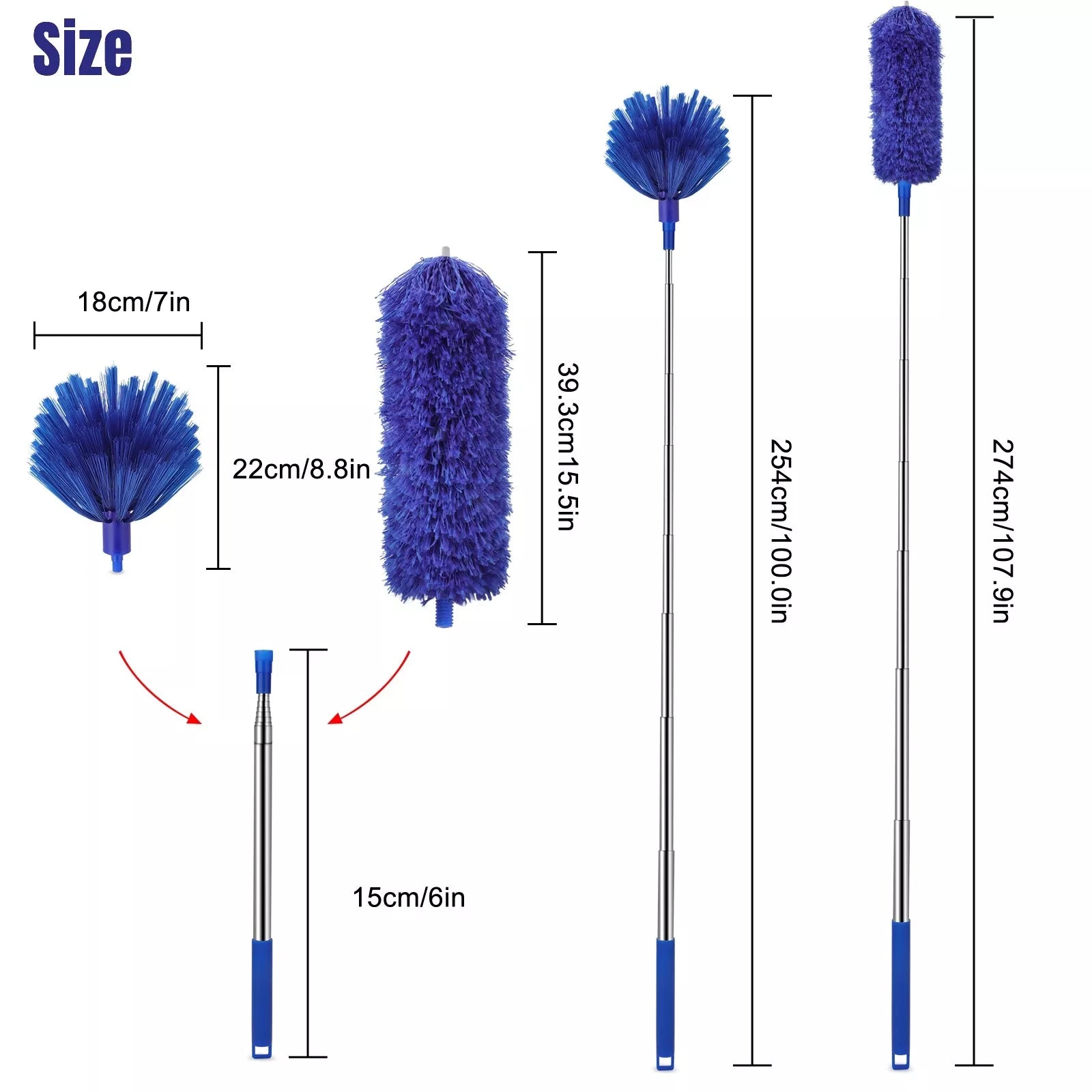 Microfiber Ceiling Fan Duster – Cobweb Cleaner Brush Kit with Telescopic Extension Pole