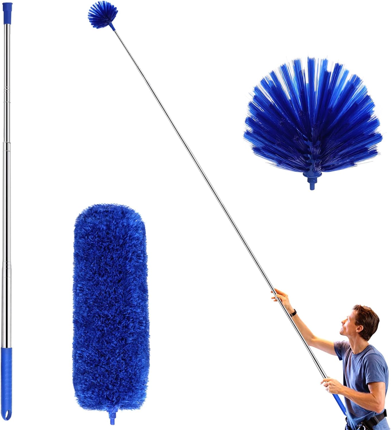 Microfiber Ceiling Fan Duster – Cobweb Cleaner Brush Kit with Telescopic Extension Pole
