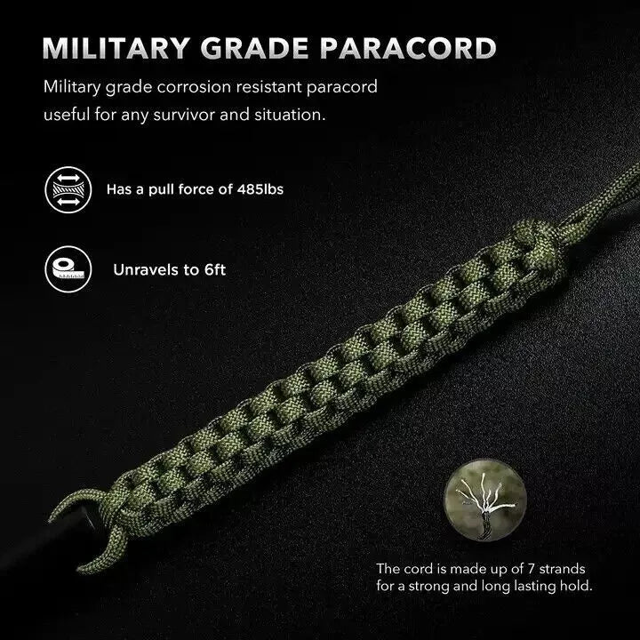 HUGE 5x1/2" FERRO ROD Fire Starter Survival Flint Striker + Emergency Paracord