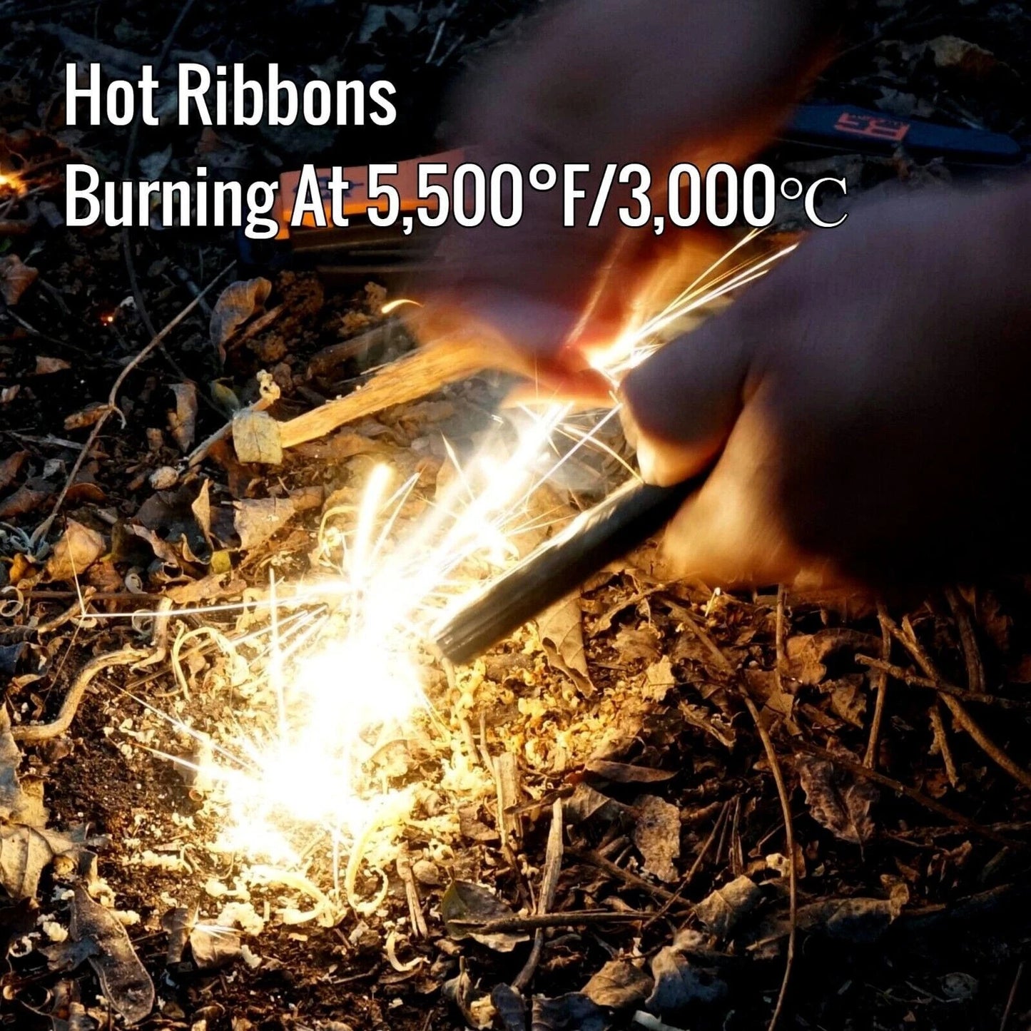 5 x 1/2" Ferro Rod Fire Starter Kit – Fatwood, Hemp Rope, Tin Can, Survival Gear