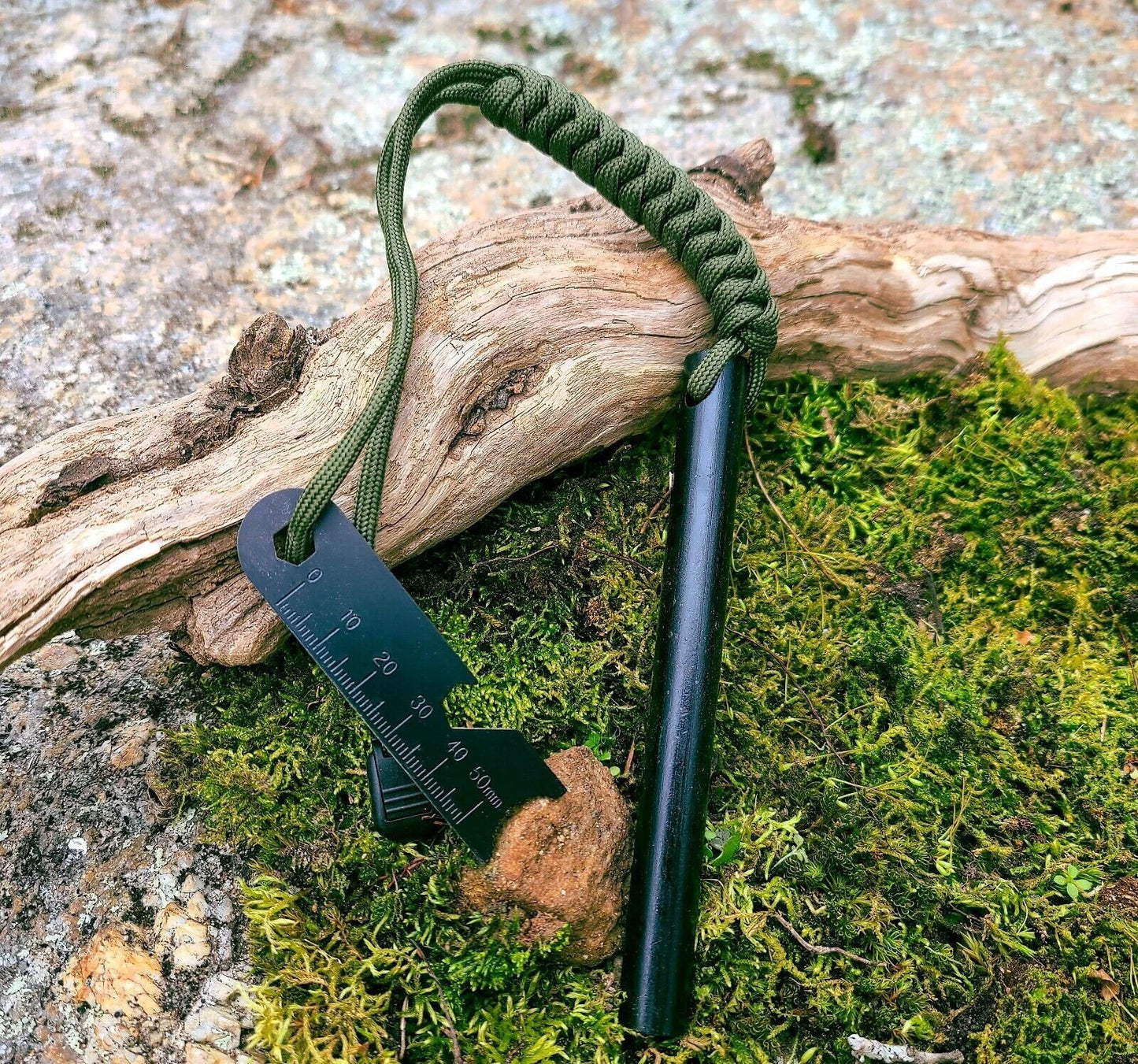 5 x 1/2" Ferro Rod Fire Starter Kit – Fatwood, Hemp Rope, Tin Can, Survival Gear