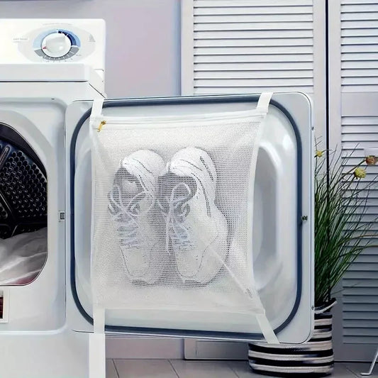 Large Laundry Mesh Sneaker Shoe-Delicates Wash & Dry Zip Bag, Adjustable Straps