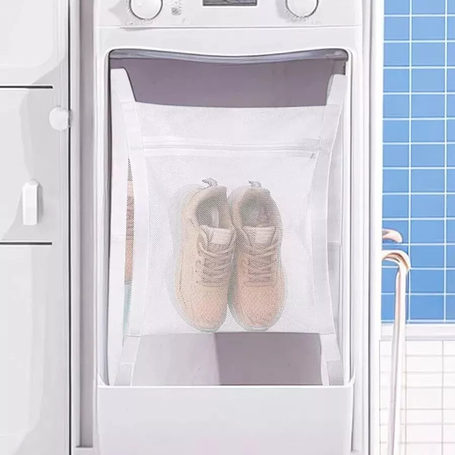 Large Laundry Mesh Sneaker Shoe-Delicates Wash & Dry Zip Bag, Adjustable Straps