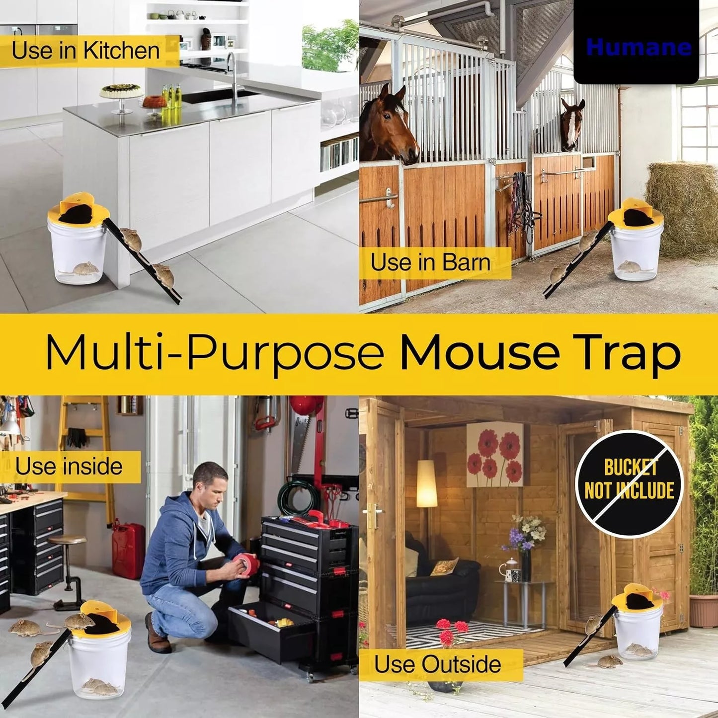 5 Gallon "Flip & Slide" Bucket Trap – Humane Mouse, Rat, Rodent Live Multi-Catch
