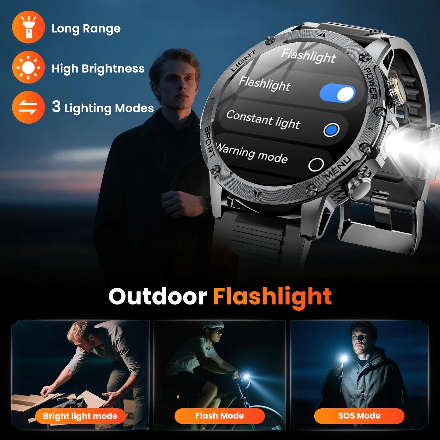 AK 87 Smartwatch 1.75” Fitness Heart Rate Step Sleep Waterproof for Android & iPhone