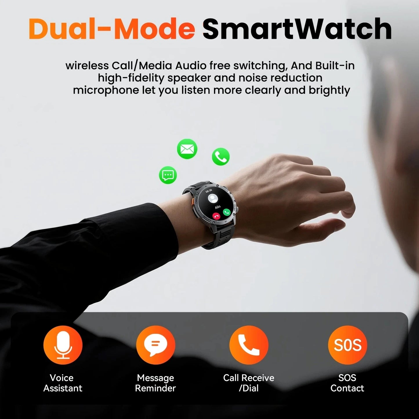 AK 87 Smartwatch 1.75” Fitness Heart Rate Step Sleep Waterproof for Android & iPhone