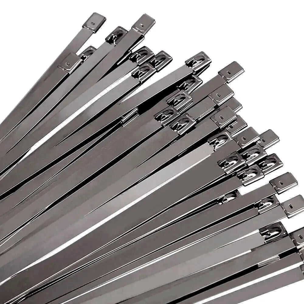 Heavy Duty Metal Zip Ties – 304 Stainless Steel Cable Ties (198–400lb) – 8", 12", 18", 24", 36