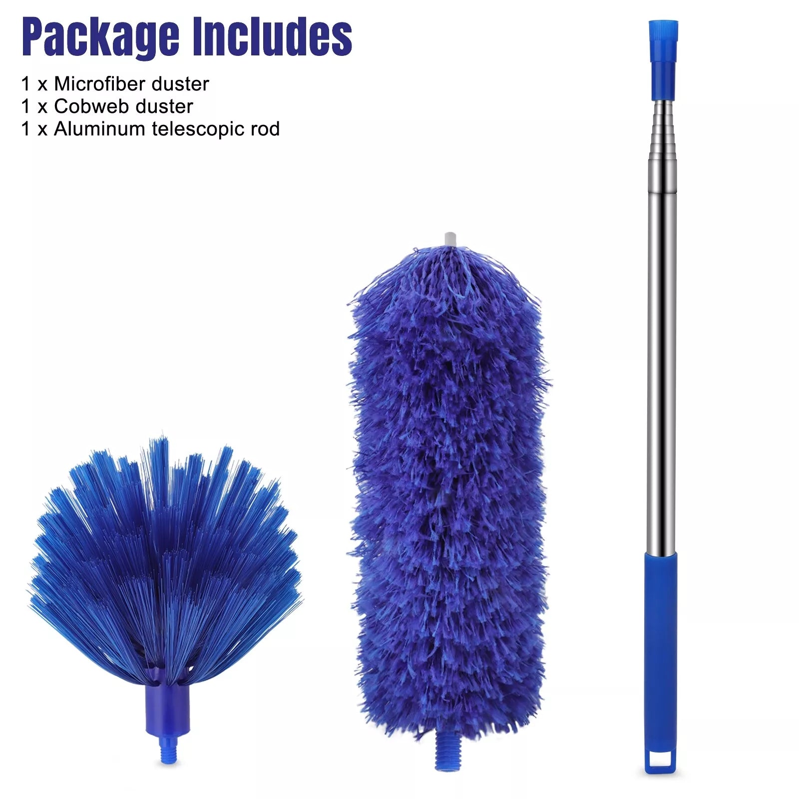 Microfiber Ceiling Fan Duster – Cobweb Cleaner Brush Kit with Telescopic Extension Pole