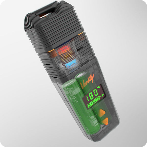 Inside view of Storz & Bickel Venty dual 18650 battery portable dry herb vaporizer