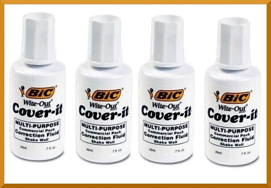 BIC WHITE OUT Cover-It Multi Purpose Pen & Ink Correction Fluid .7 fl oz (20ml)